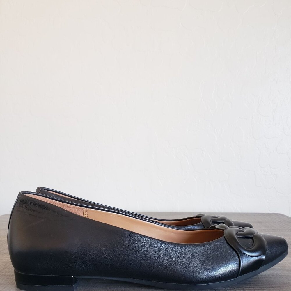 Vionic Arielle Black Leather Ballet Flats